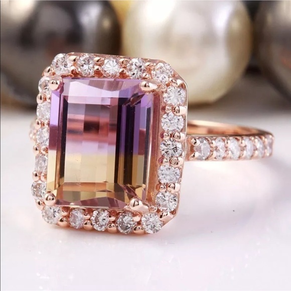 14k rose gold grade pink yellow topaz ring - Picture 8 of 8